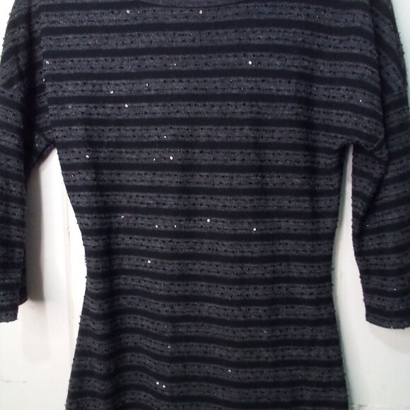 Express Dress Women S 3/4 Sleeve Sparkle Lined Black Gray - Picture 5 of 15